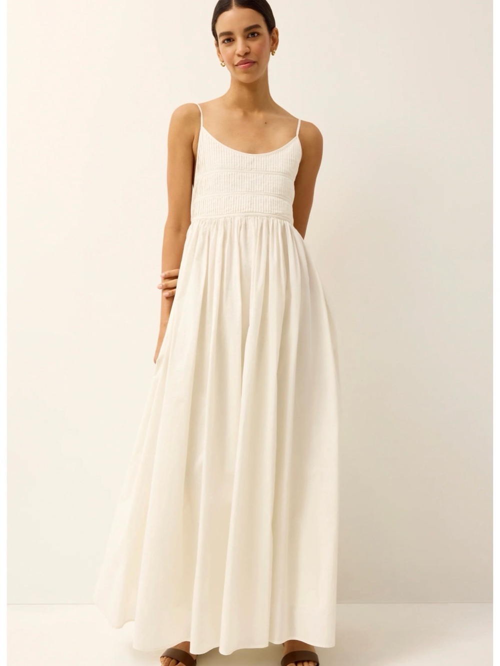 Marie Oliver Cream Smocked Bodice Maxi Dress